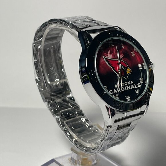 Arizona Cardinals NFL Team Logo Men's Stainless-Steel Silver Watch NEW - Picture 7 of 9